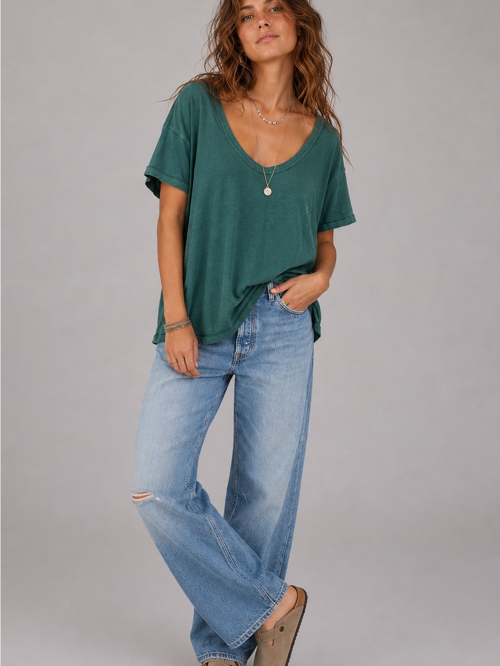NWT American Eagle Soft & Sexy Green Scoop Neck Tee Shirt Women’s